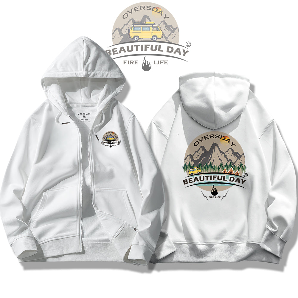 Happy Outdoors / Zip Up Hoodie