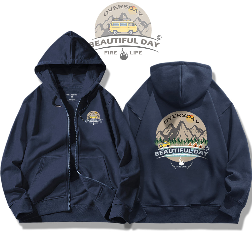 Happy Outdoors / Zip Up Hoodie