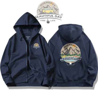 Happy Outdoors / Zip Up Hoodie
